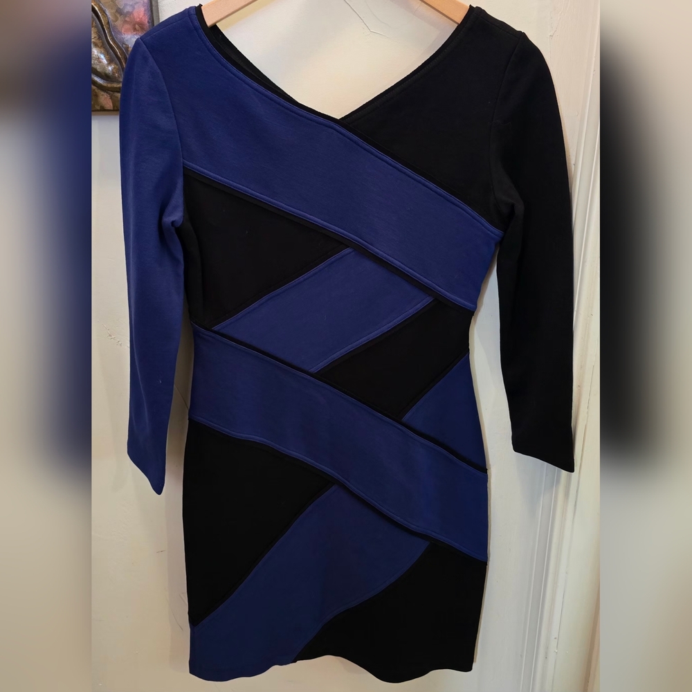 NWT BCBGMaxAzria Black Navy Long-Sleeve Bodycon Dress ~ Retail $248.00 Small